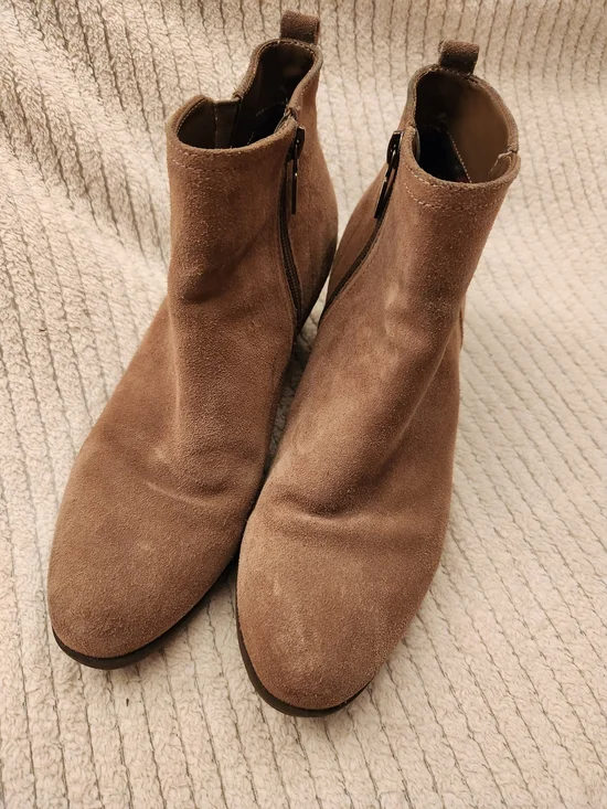 Suede Side-Zip Ankle Boots in Taupe - Picture 1 of 4